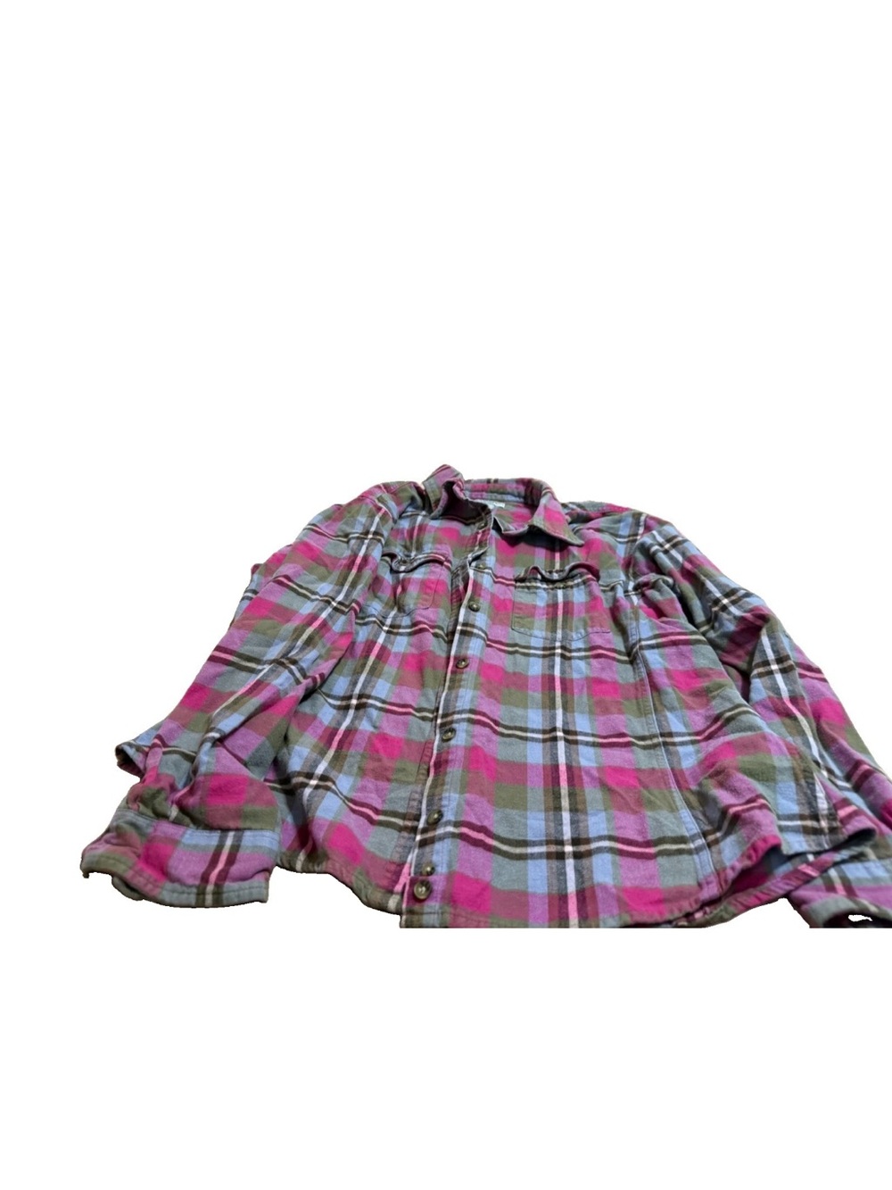 Carhartt Women’s Pink/Blue Long Sleeve Flannel Button Up! XL